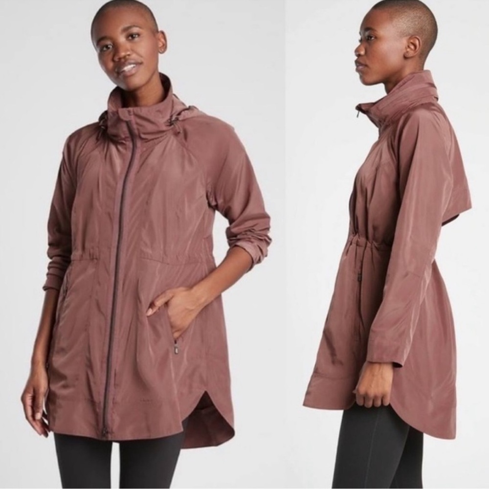 Athleta Mauve funnel neck Hooded Anorak Jacket